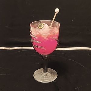 Faux Halloween Wine Glass with Resin Drink / Glow in the Dark Drink‎ w Eyeball